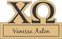 Chi Omega Cut Out Greek Letter Name Badge